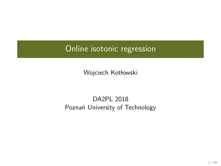 online isotonic regression
