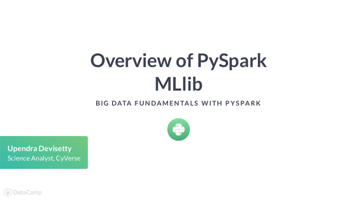 overview of pyspark mllib