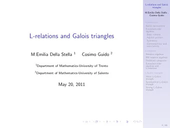L-relations and Galois triangles  Basic notions  Adjoint product  Symmetry  Commutativity and