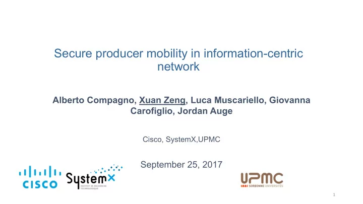secure producer mobility in information centric network