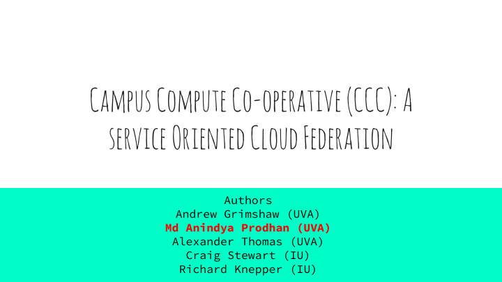campus compute co operative ccc a