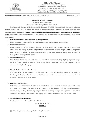 Office of the Principal College of Medicine &amp; J.N.M Hospital West Bengal University of Health