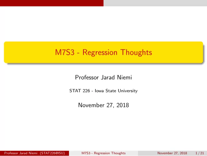 m7s3 regression thoughts