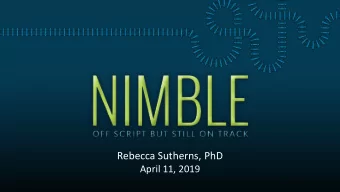 Rebecca Sutherns, PhD  April 11, 2019  The map  In the room  AGILITY  20%  Afterwards  ABSORPTION