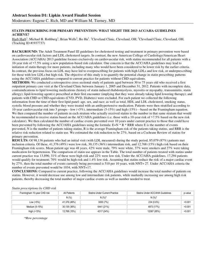 abstract session d1 lipkin award finalist session