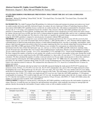 Abstract Session D1: Lipkin Award Finalist Session  Moderators: Eugene C. Rich, MD and William M.