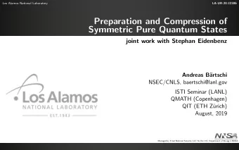 Preparation and Compression of  Symmetric Pure Quantum States  joint work with Stephan Eidenbenz