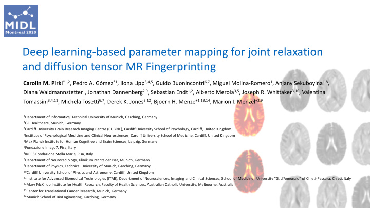 deep learning based parameter mapping for joint