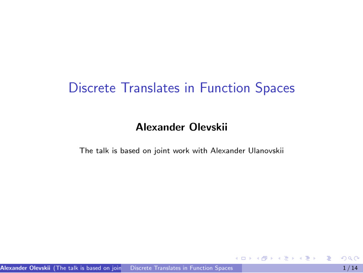 discrete translates in function spaces