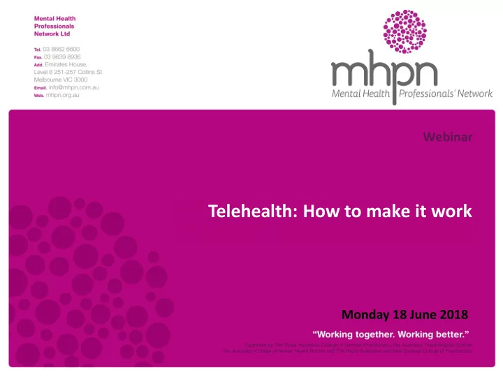 telehealth how to make it work