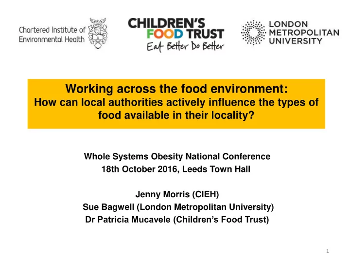 working across the food environment