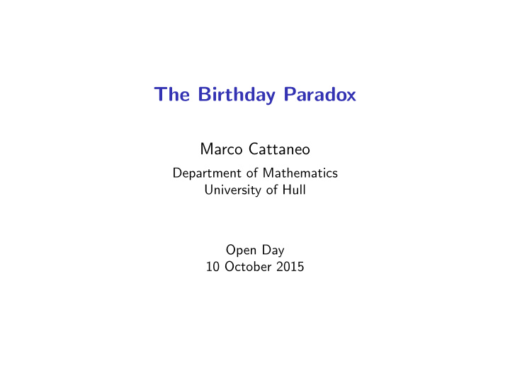 the birthday paradox
