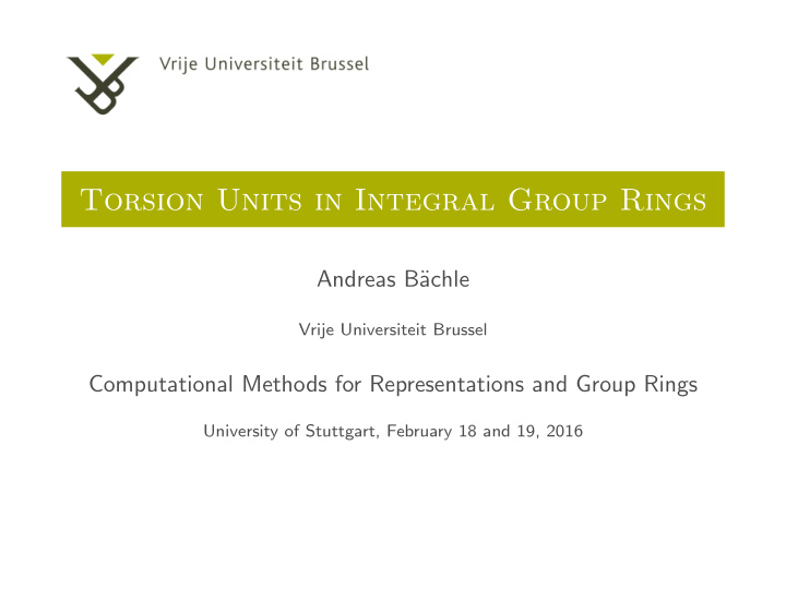 torsion units in integral group rings