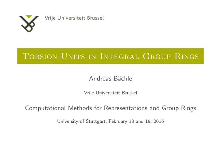 torsion units in integral group rings