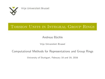 Torsion Units in Integral Group Rings  Andreas B  achle  Vrije Universiteit Brussel