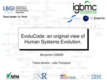 Benjamin LINARD  Thesis director : Julie Thompson  Guideline  1) General context  2) EvoluCodes: