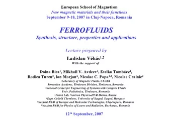 FERROFLUIDS  FERROFLUIDS  Synthesis, structure, properties and applications  Lecture prepared by
