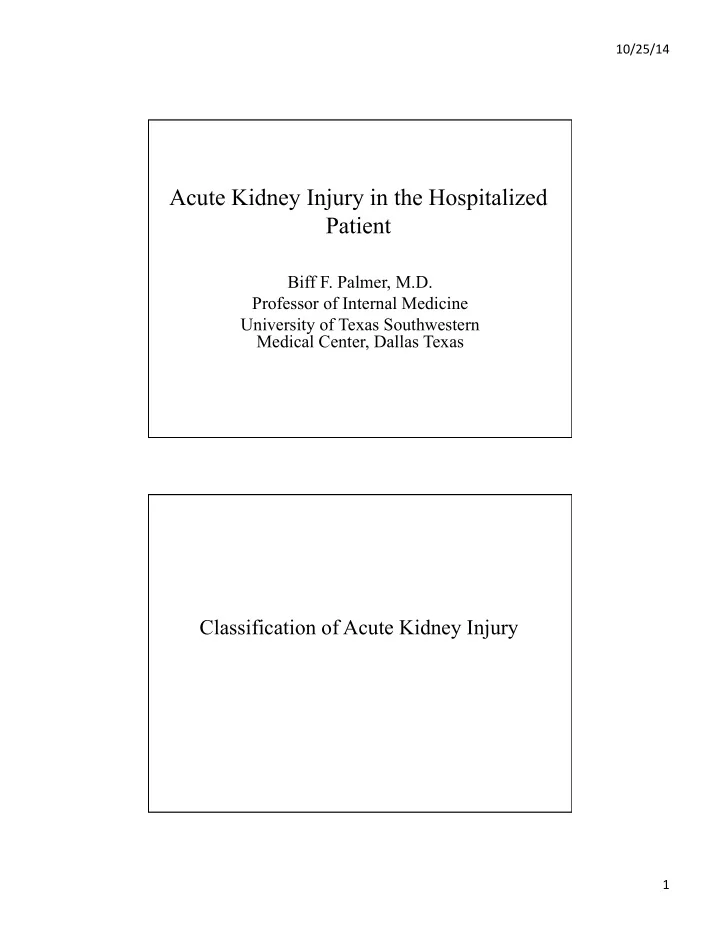 acute kidney injury in the hospitalized patient
