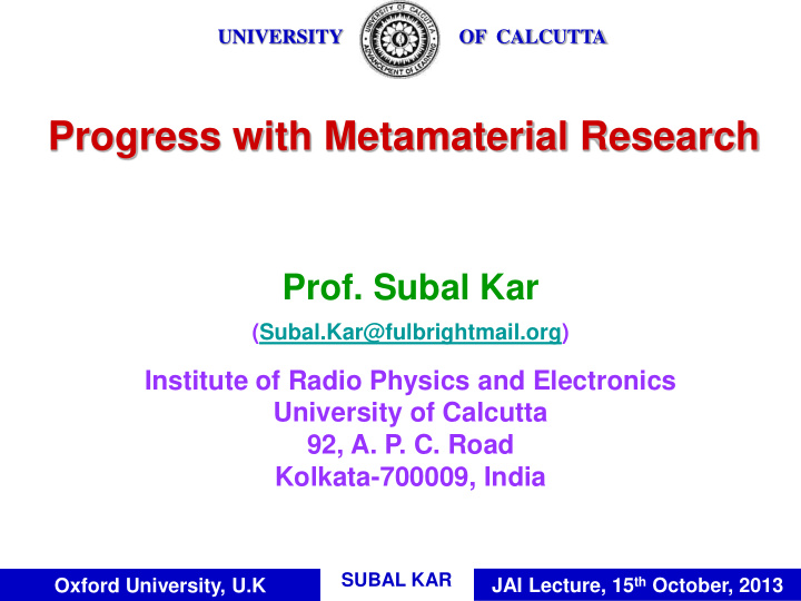 progress with metamaterial research