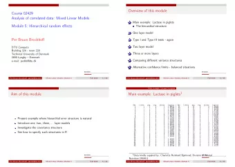 Overview of this module  Course 02429  Analysis of correlated data: Mixed Linear Models  Main