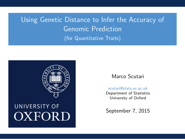 using genetic distance to infer the accuracy of genomic