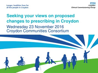 Wednesday 23 November 2016  Croydon Communities Consortium  This presentation covers:  Financial