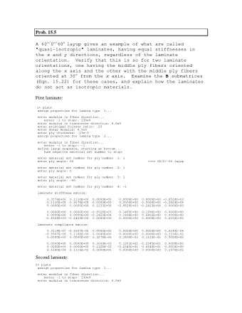 Prob. 15.5 A 60 o/ 0 o/ 60 o layup gives an example of what are called  &quot;quasi-isotropic&quot;