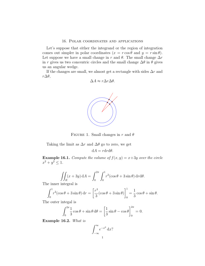 16 polar coordinates and applications let s suppose that
