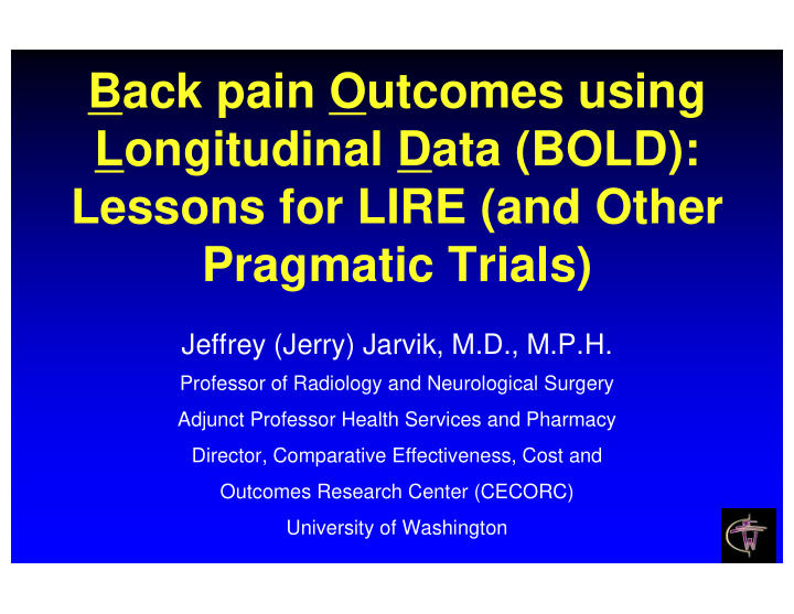 back pain outcomes using longitudinal data bold lessons