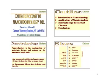 Introduction to Nanotechnology  Introduction to Nanotechnology    Applications of