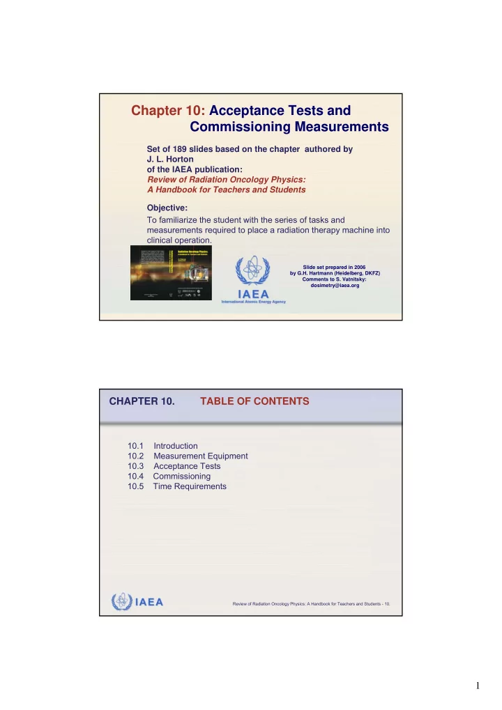chapter 10 acceptance tests and commissioning measurements