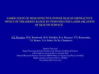 FABRICATION OF HIGH EFFECTIVE POWER SILICON DIFFRACTIVE  OPTICS OF TERAHERTZ RANGE BY FEMTOSECOND
