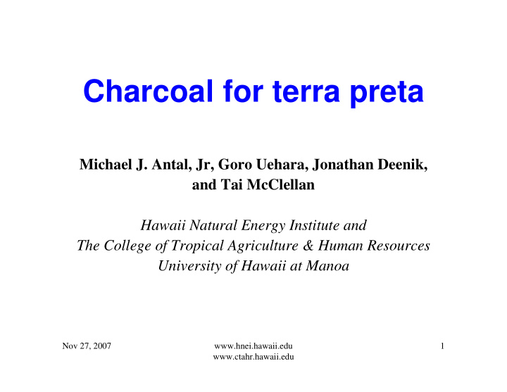 charcoal for terra preta