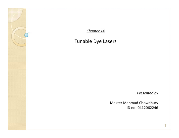 tunable dye lasers