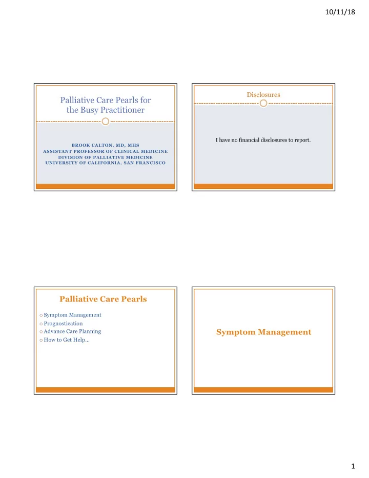 palliative care pearls for the busy practitioner