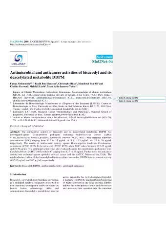 Mol2Net-04  Antimicrobial and anticancer activities of bisacodyl and its  deacetylated metabolite