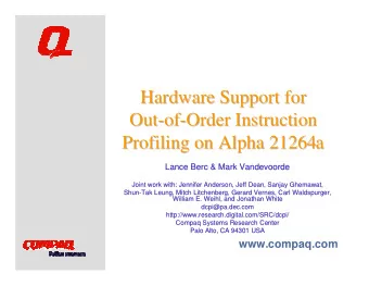Hardware Support for  Hardware Support for  Out-of-Order Instruction  Out-of-Order Instruction