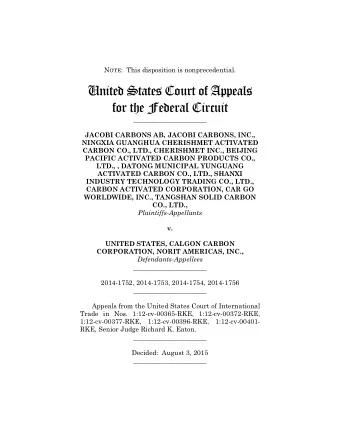 United States Court of Appeals  for the Federal Circuit  ______________________  JACOBI CARBONS AB,