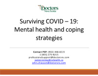 surviving covid 19 mental health and coping strategies