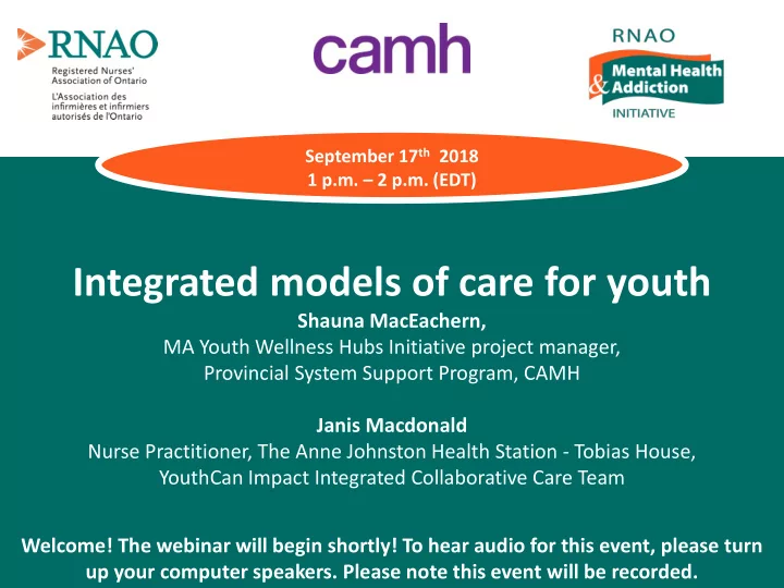 integrated models of care for youth