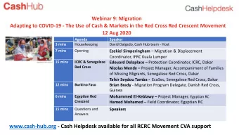 www.cash-hub.org - Cash Helpdesk available for all RCRC Movement CVA support  Cash Hub Webinar:
