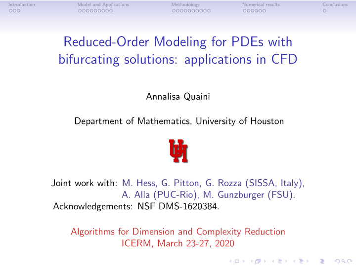 reduced order modeling for pdes with bifurcating