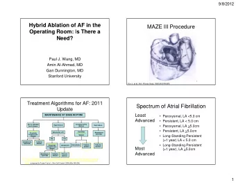 Hybrid Ablation of AF in the  MAZE III Procedure Operating Room: I s There a  Need?  Paul J. Wang,