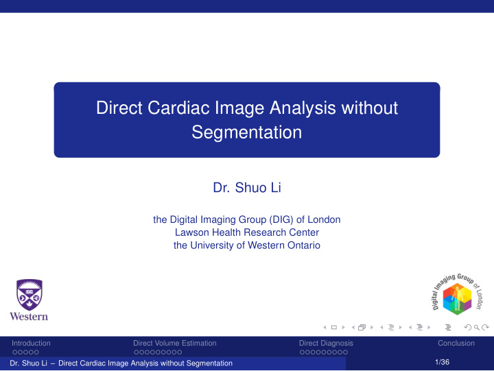 direct cardiac image analysis without segmentation