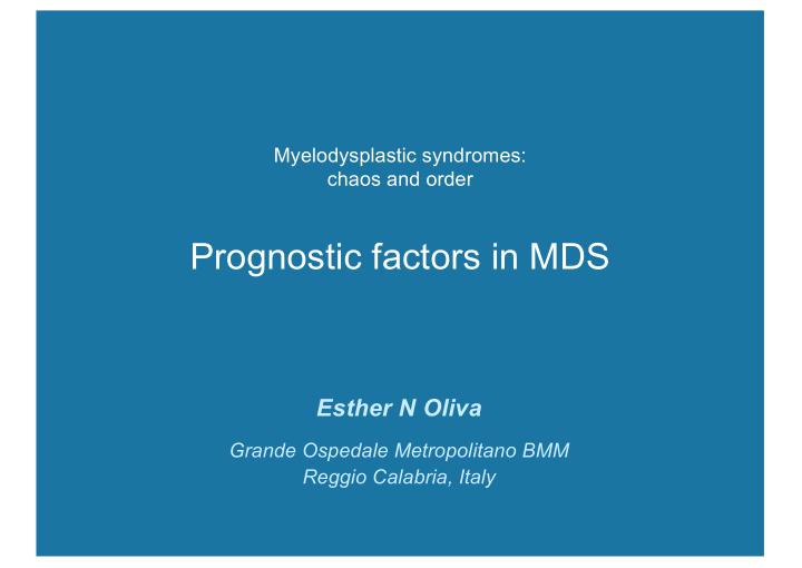 prognostic factors in mds