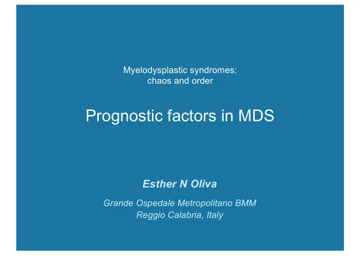 prognostic factors in mds