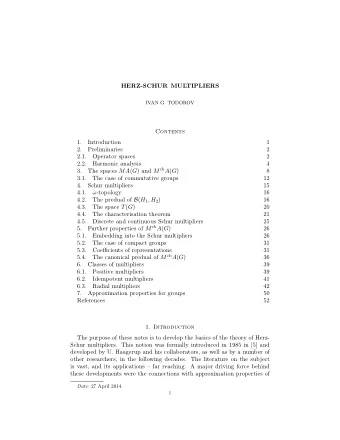 HERZ-SCHUR MULTIPLIERS  IVAN G. TODOROV  Contents  1.  Introduction  1  2.  Preliminaries  2  2.1.