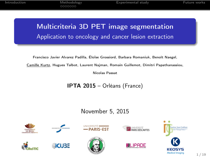 multicriteria 3d pet image segmentation
