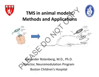 Y  P TMS in animal models:  O Methods and Applications  C  T  O  Electric  current  Magnetic  N