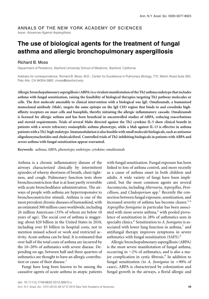 the use of biological agents for the treatment of fungal
